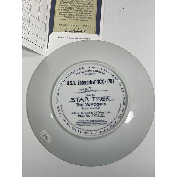 Star Trek Voyagers Collector's Plate 1993 USS‎ Enterprise + Certificate Hamilton - Picture 7 of 9